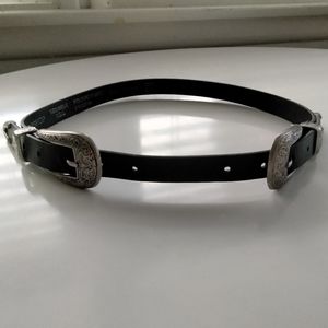 TopShop Double Buckle Black & Silver Belt Size XS/S Polyurethane
